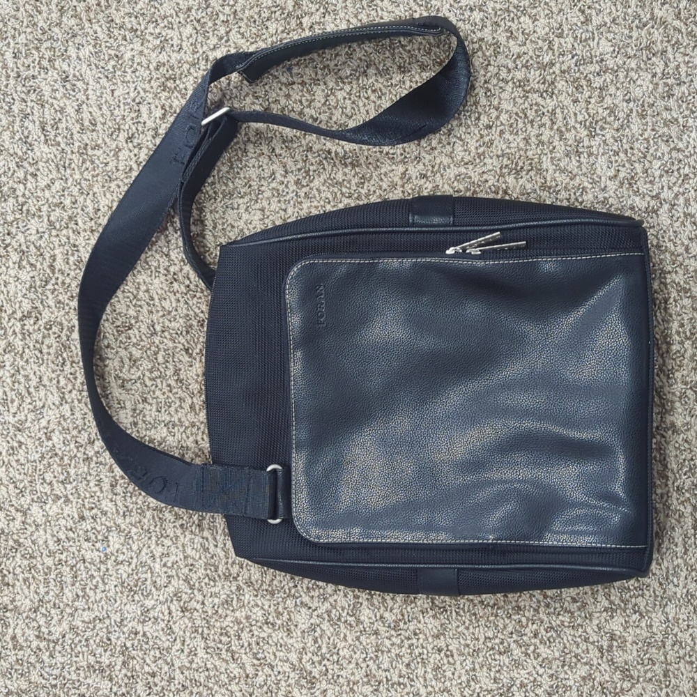 Foran crossbody bag mens nylon faux leather black travel